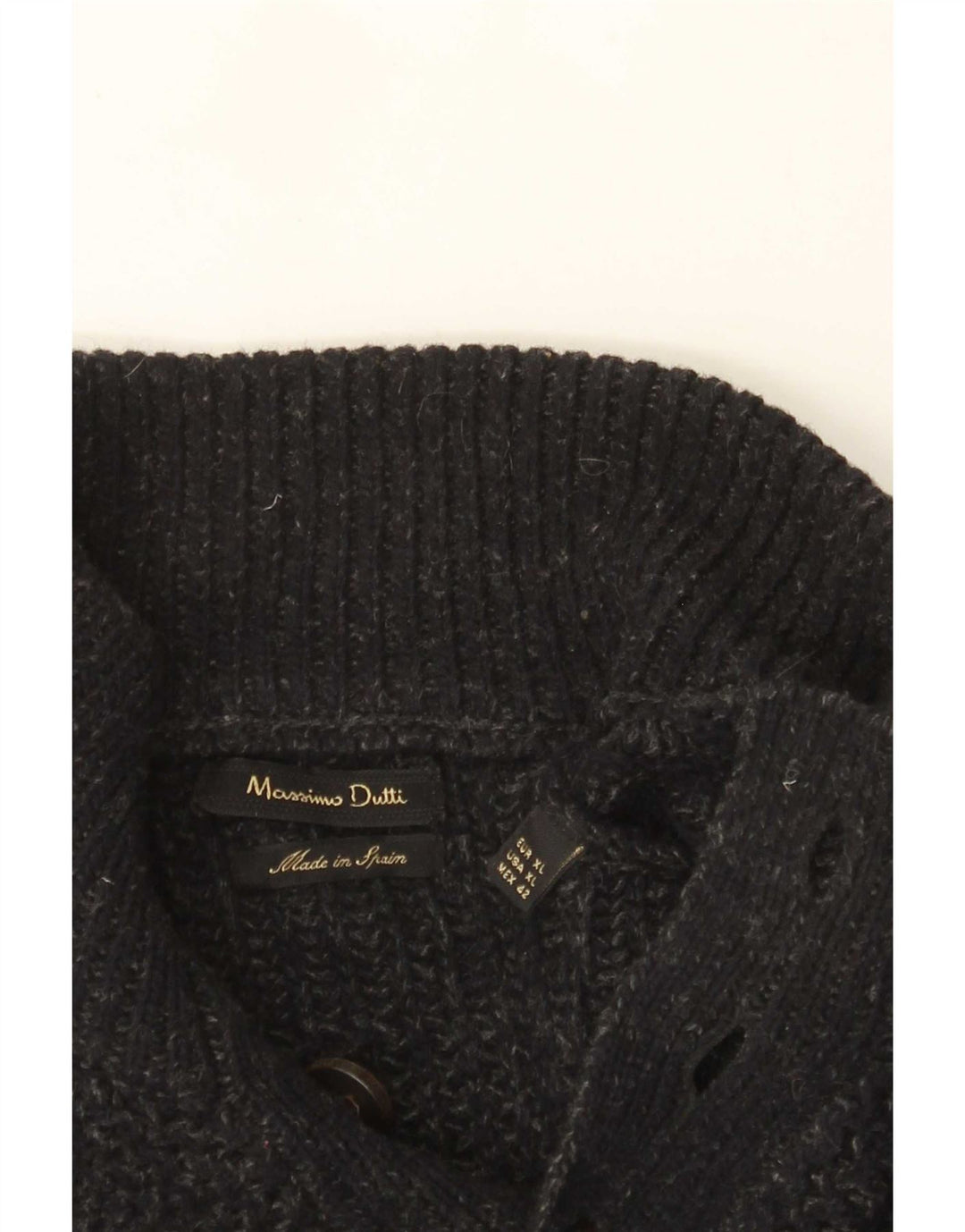 Massimo Dutti Mens Button Neck Jumper Sweater XL Grey Flecked