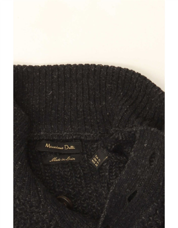 Massimo Dutti Mens Button Neck Jumper Sweater XL Grey Flecked