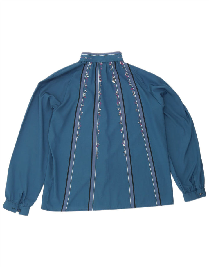 Vintage Womens Shirt Blouse IT 44 Medium Blue Floral Polyester