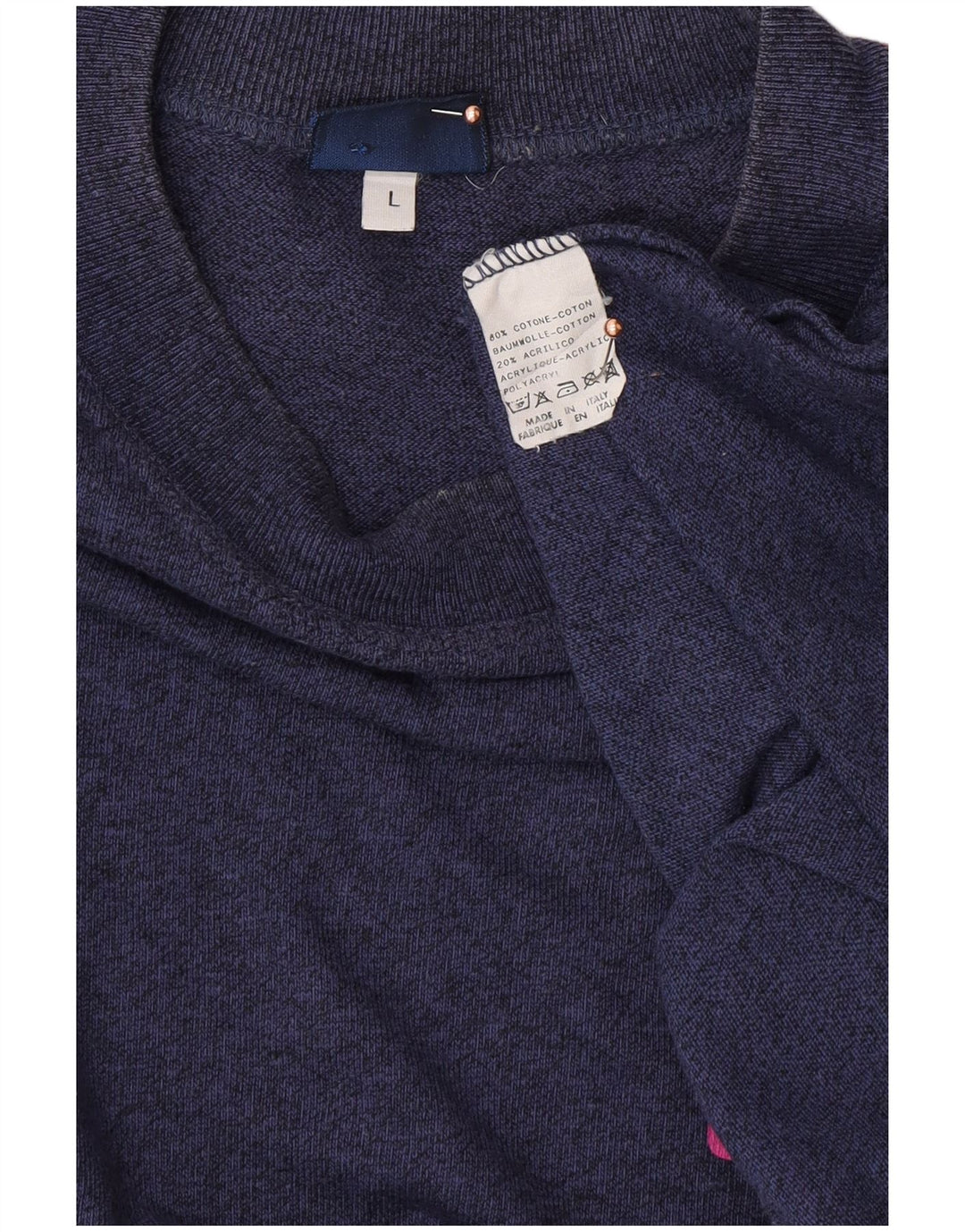 ASICS Mens Graphic T-Shirt Top Large Navy Blue Colourblock Cotton