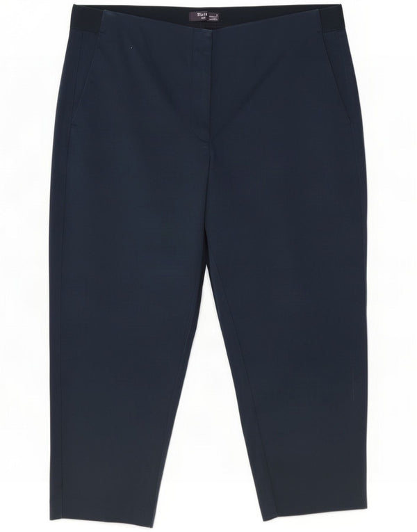 Marks & Spencer Womens Capri Trousers UK 18 XL W36 L20 Navy Blue Cotton