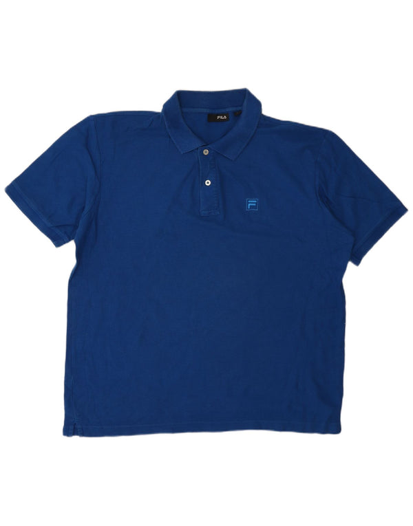 Fila Mens Polo Shirt Large Blue Cotton