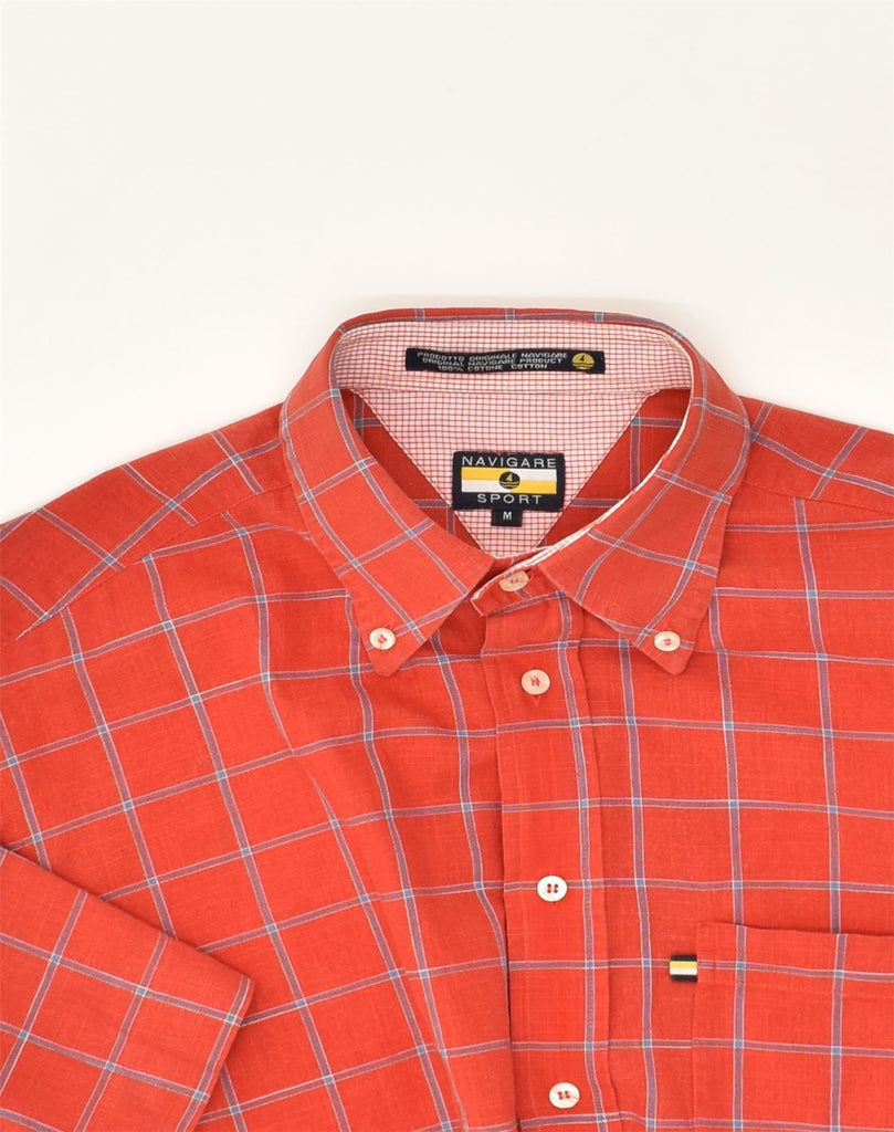 NAVIGARE Mens Short Sleeve Shirt Medium Red Check Cotton | Vintage Navigare | Thrift | Second-Hand Navigare | Used Clothing | Messina Hembry 