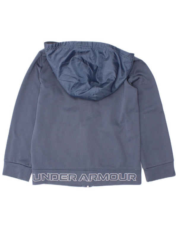 Under Armour Boys Zip Hoodie Sweater 5-6 Years Navy Blue Polyester