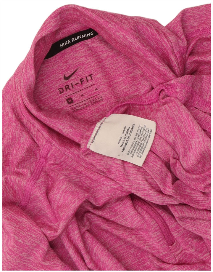 Nike Womens Dri Fit Zip Neck Pullover Tracksuit Top UK 14 Medium Pink
