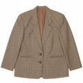 Vintage Womens 2 Button Blazer Jacket IT 46 Large Khaki Gingham Wool