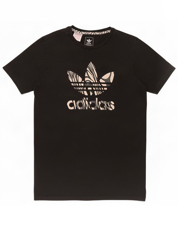 Adidas Boys Graphic T-Shirt Top 13-14 Years Black Cotton