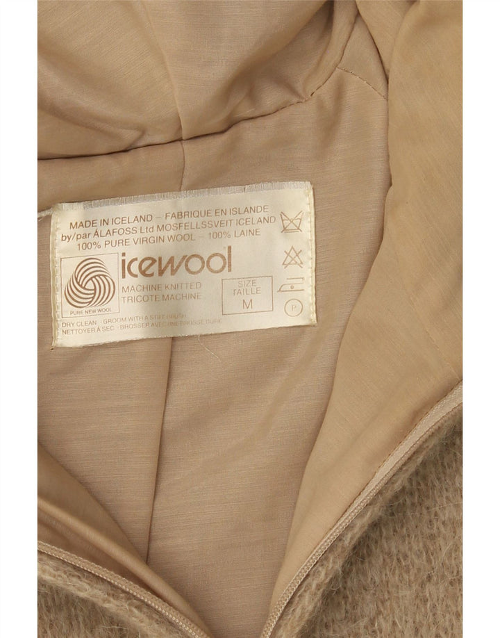 Alafoss Icewool Womens Hooded Overcoat UK 14 Medium Beige Colourblock