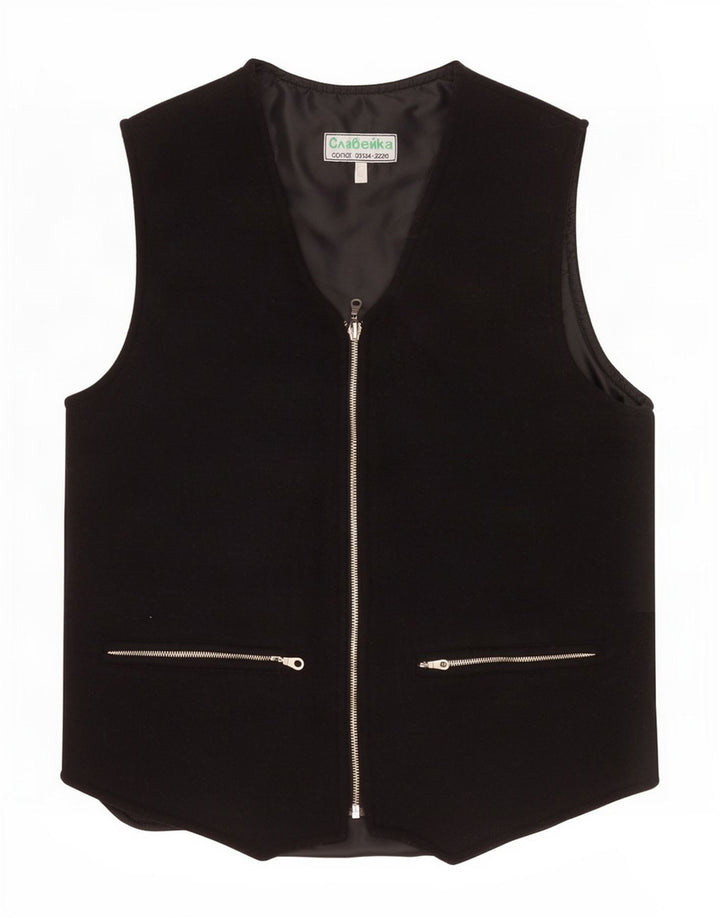 Vintage Womens Waistcoat UK 14 Medium Black