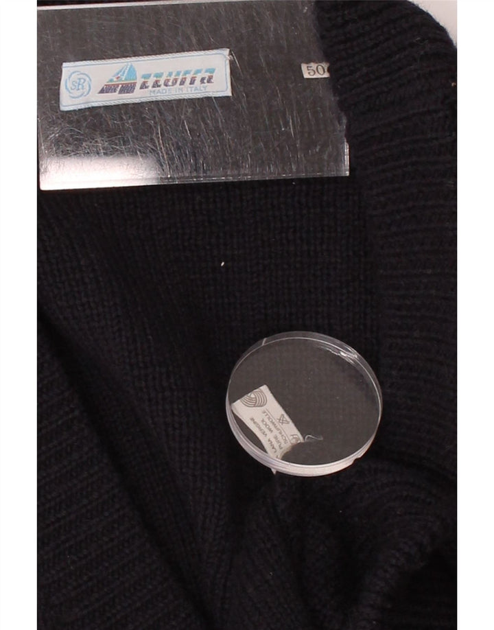 AZZURRA Mens Cardigan Sweater IT 50 Medium Black Striped Wool Vintage Azzurra and Second-Hand Azzurra from Messina Hembry 