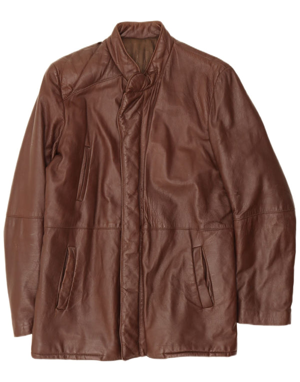 Vintage Mens Leather Jacket IT 46 Small Brown