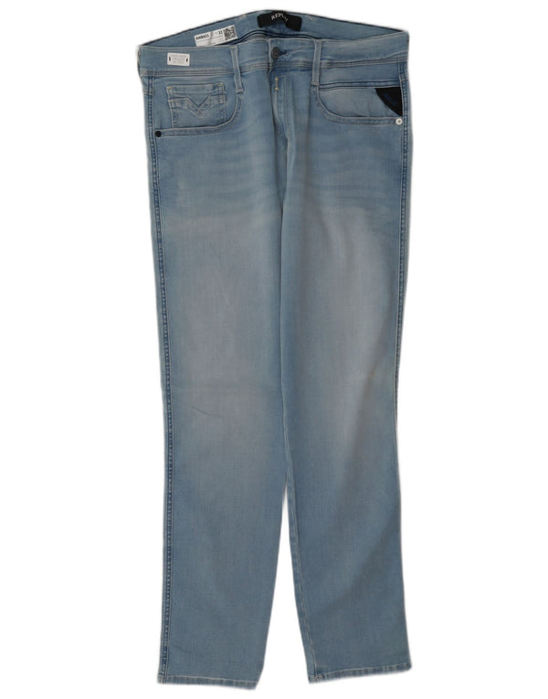 Replay Mens Anbass Slim Jeans W32 L30 Blue Cotton