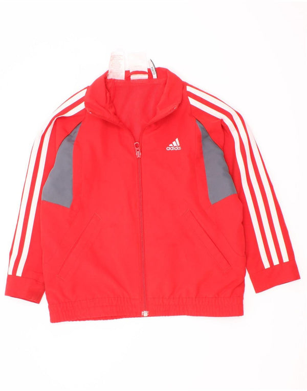 Adidas Boys Climalite Tracksuit Top Jacket 4-5 Years Red Colourblock