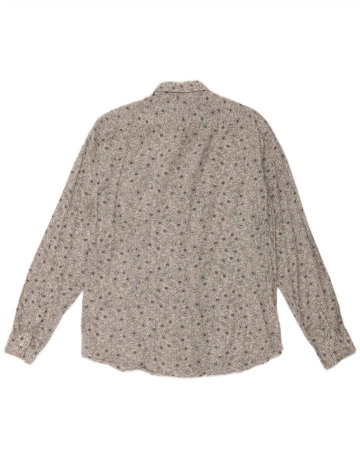 TED BAKER Mens Shirt Size 3 Medium White Floral Cotton