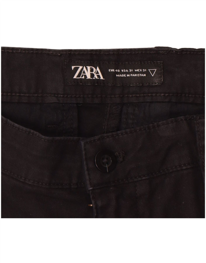 ZARA Mens Slim Chino Trousers EU 40 Medium W31 L30 Black Cotton