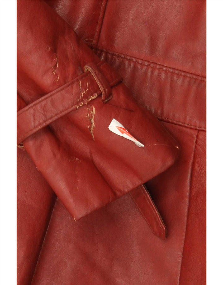 Opera Womens Leather Coat UK 10 Small Burgundy Classic