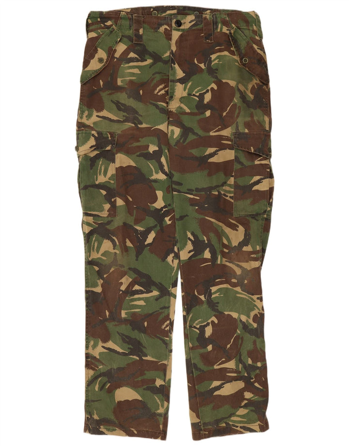 VINTAGE Mens Straight Cargo Trousers W36 L32 Khaki Camouflage Polyester