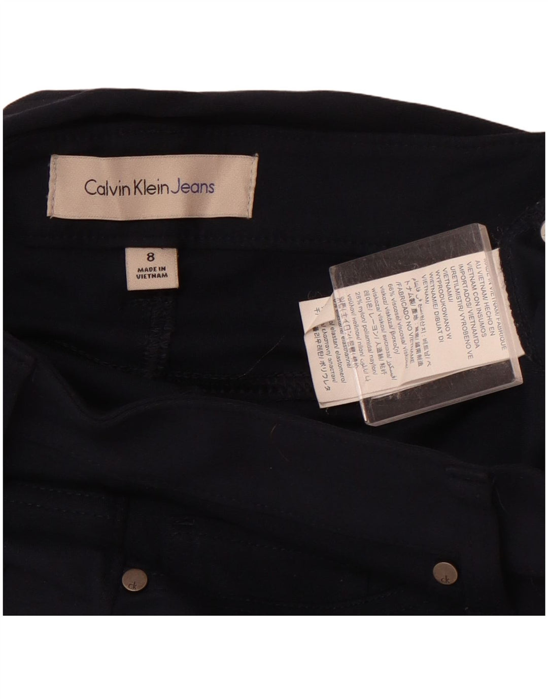 Calvin Klein Womens Casual Trousers US 8 Medium W28 L28 Navy Blue Viscose