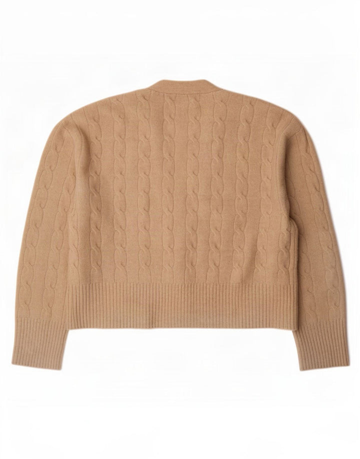 Zara Womens Oversized Cardigan Sweater UK 10 Small Beige Polyester