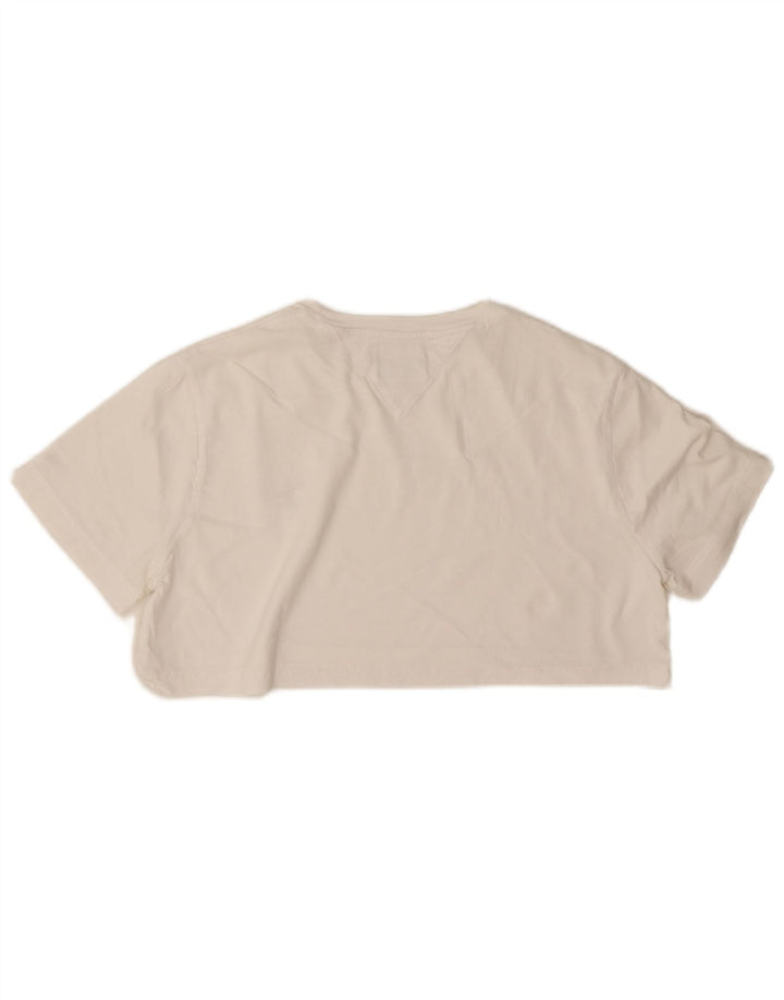 Tommy Hilfiger Womens Crop Graphic T-Shirt Top UK 14 Medium White