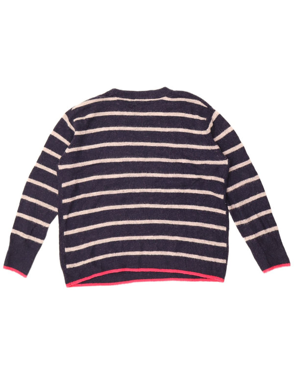Joules Womens Crew Neck Jumper Sweater UK 14 Large Navy Blue Striped