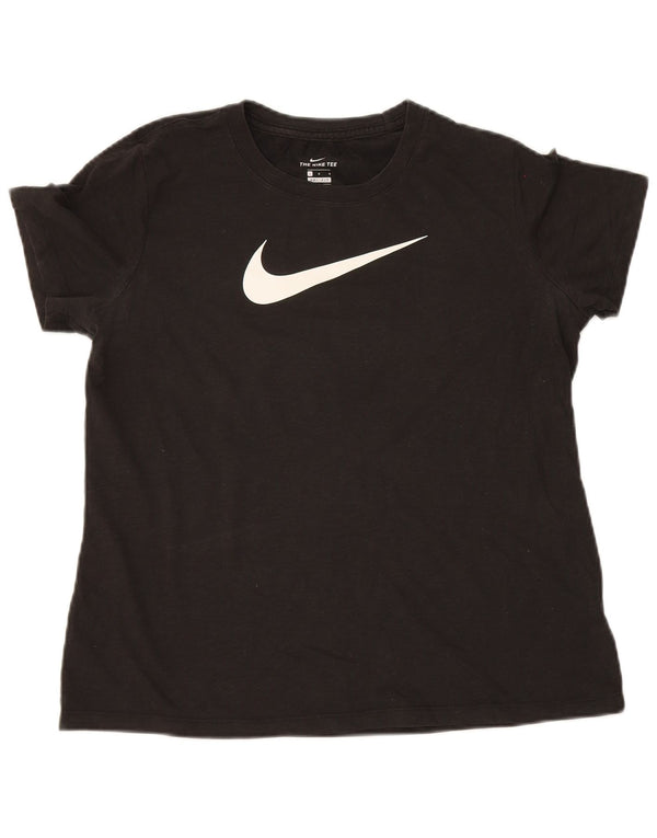 Nike Womens Dri Fit Graphic T-Shirt Top UK 16 Large Black