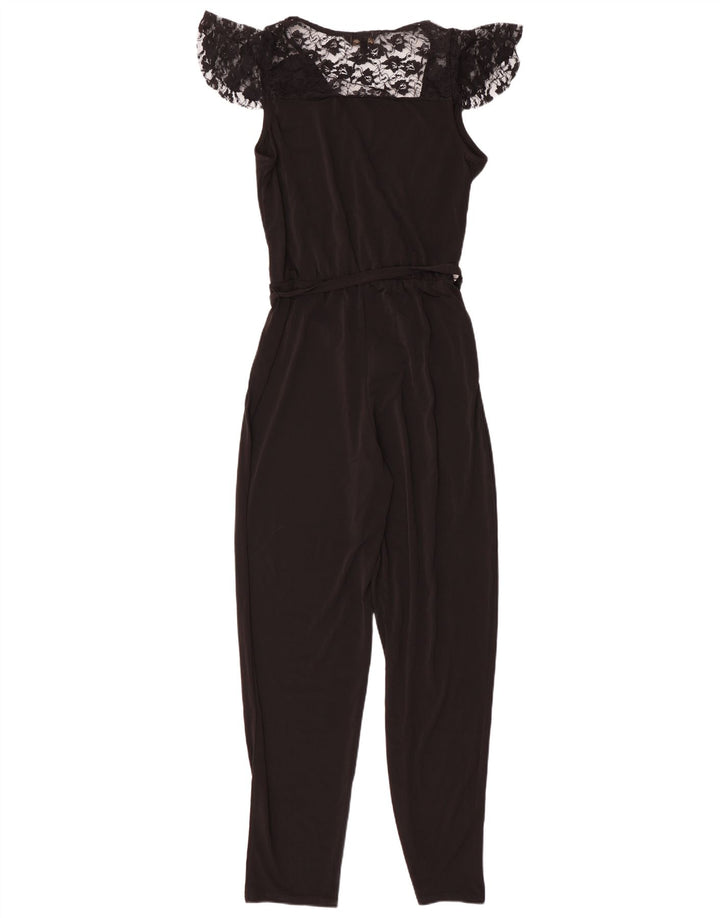Lipsy Womens Short Sleeve Jumpsuit UK 10 Small Black Polyester