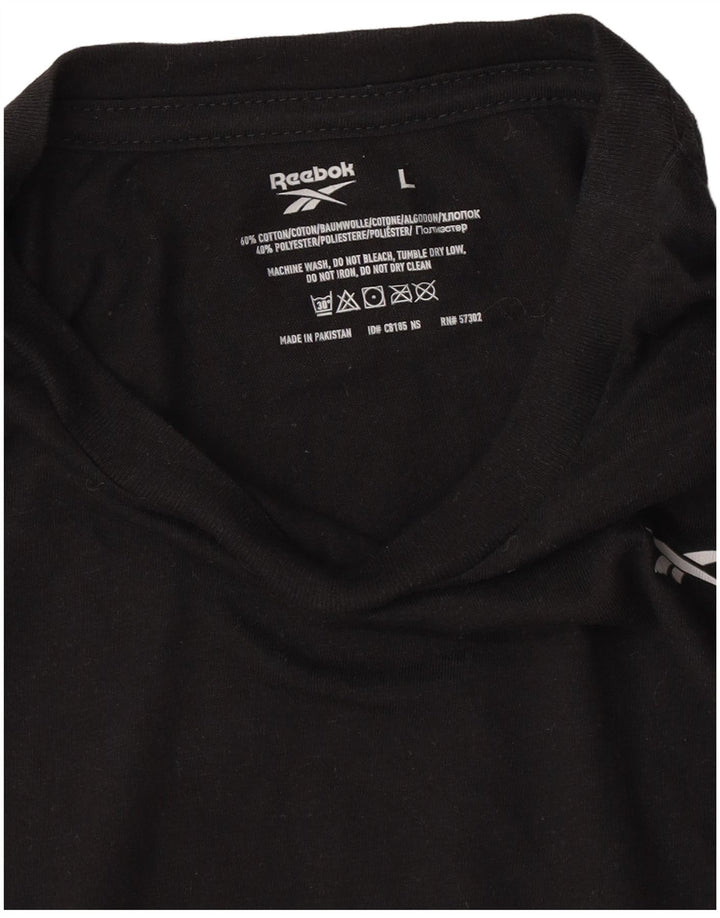 Reebok Mens T-Shirt Top Large Black Cotton