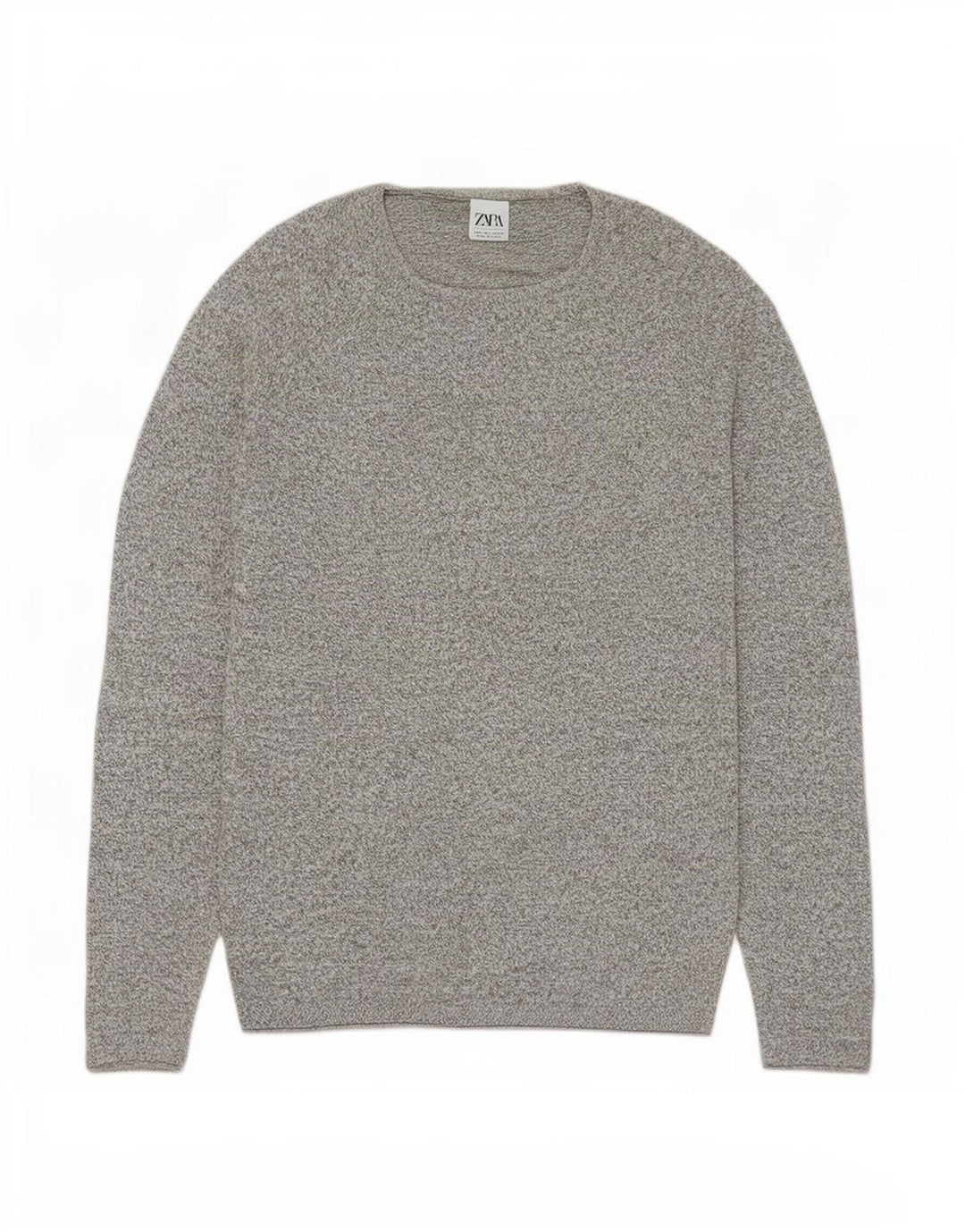 Zara Mens Crew Neck Jumper Sweater Large Grey Flecked