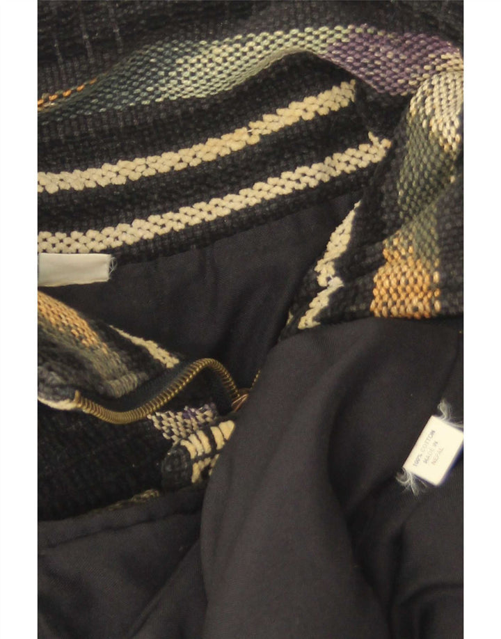 Vintage Mens Bomber Jacket UK 38 Medium Black Striped Cotton
