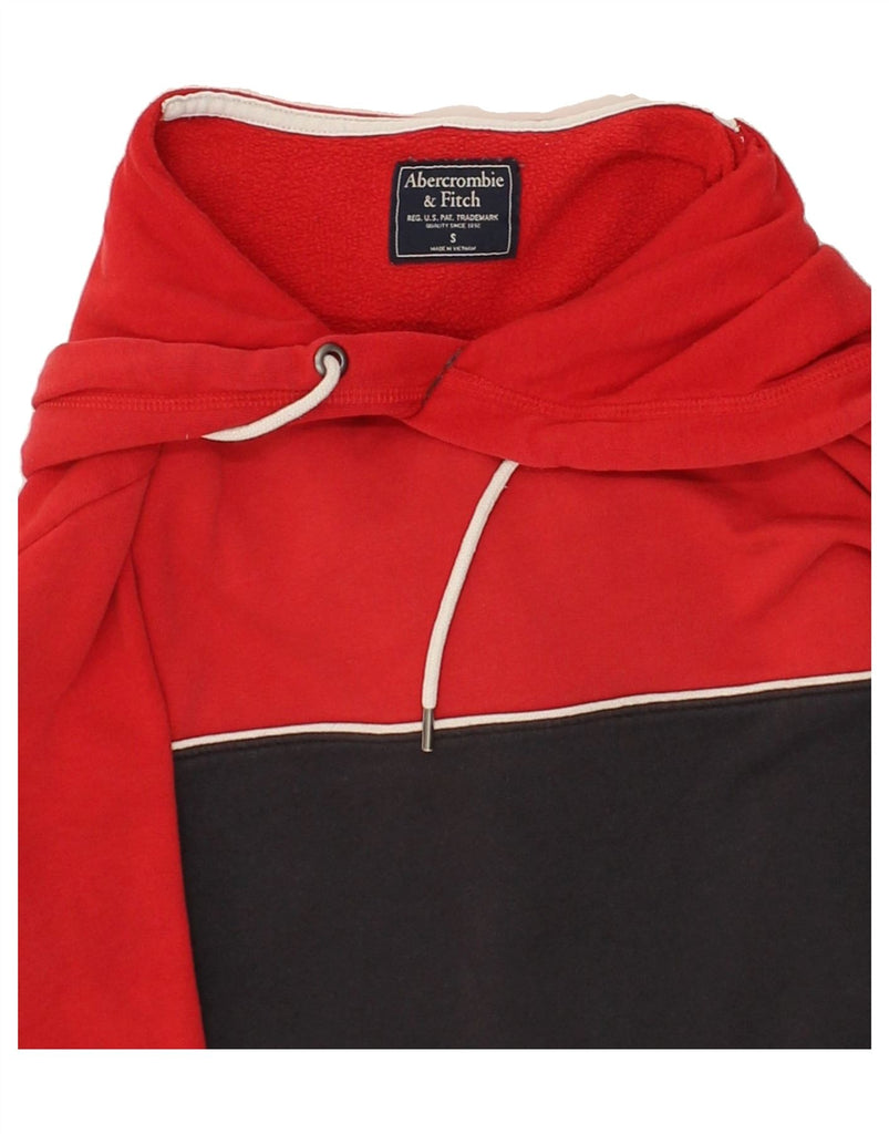 ABERCROMBIE & FITCH Mens Hoodie Jumper Small Red Colourblock Cotton | Vintage Abercrombie & Fitch | Thrift | Second-Hand Abercrombie & Fitch | Used Clothing | Messina Hembry 