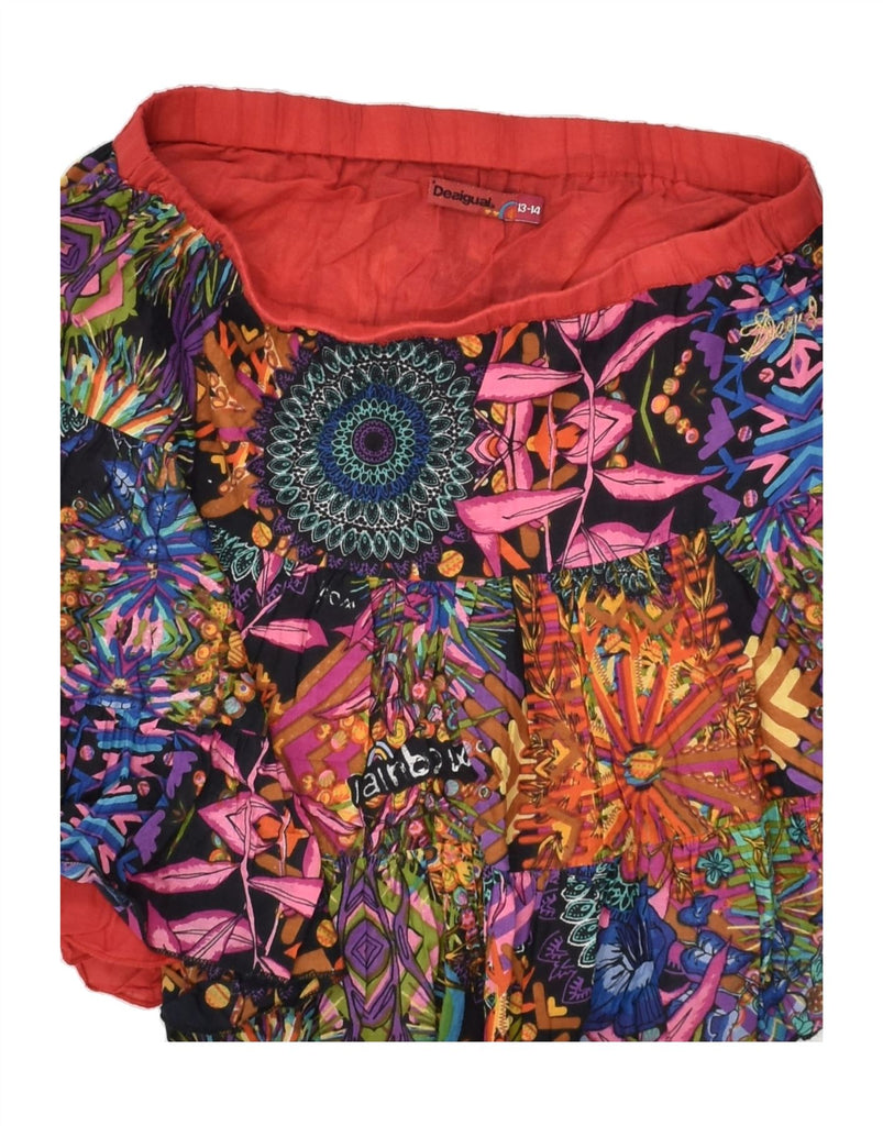 DESIGUAL Girls A-Line Skirt 13-14 Years W28  Multicoloured Floral Cotton | Vintage Desigual | Thrift | Second-Hand Desigual | Used Clothing | Messina Hembry 