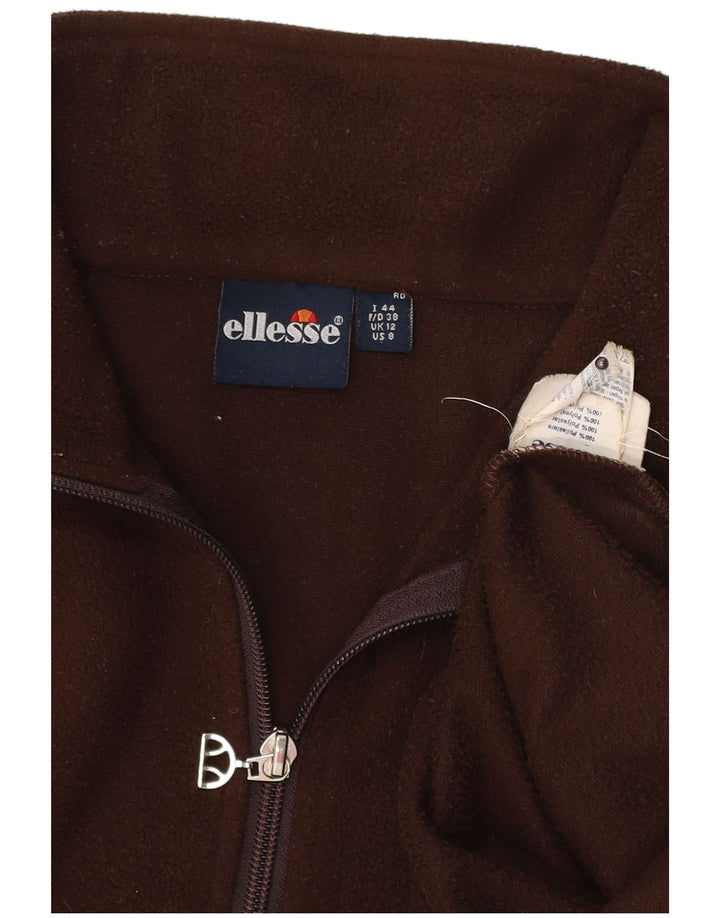 ELLESSE Womens Oversized Zip Neck Fleece Jumper UK 12 Medium Brown