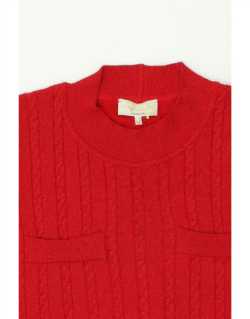 VINTAGE Womens Oversized Turtle Neck Jumper Sweater UK 14 Medium Red Wool | Vintage Vintage | Thrift | Second-Hand Vintage | Used Clothing | Messina Hembry 