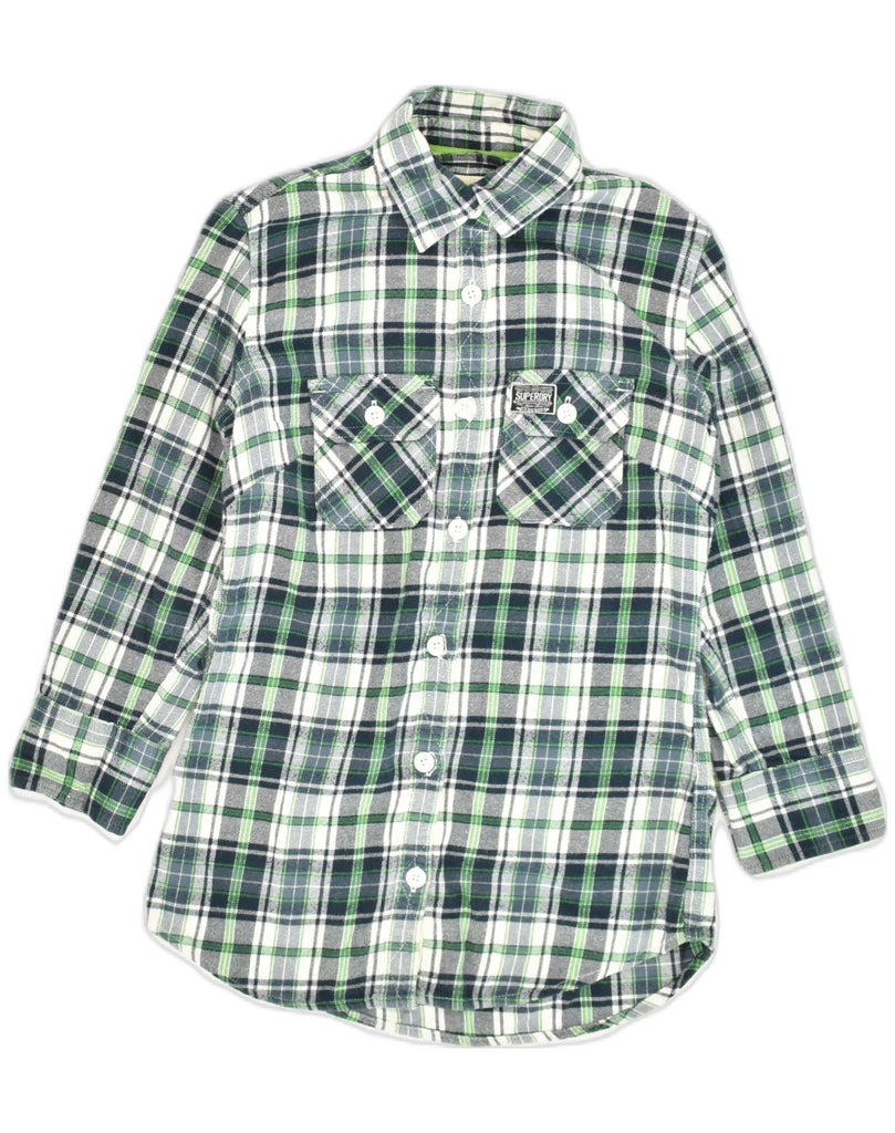 SUPERDRY Womens Shirt UK 6 XS Green Check Cotton | Vintage Superdry | Thrift | Second-Hand Superdry | Used Clothing | Messina Hembry 