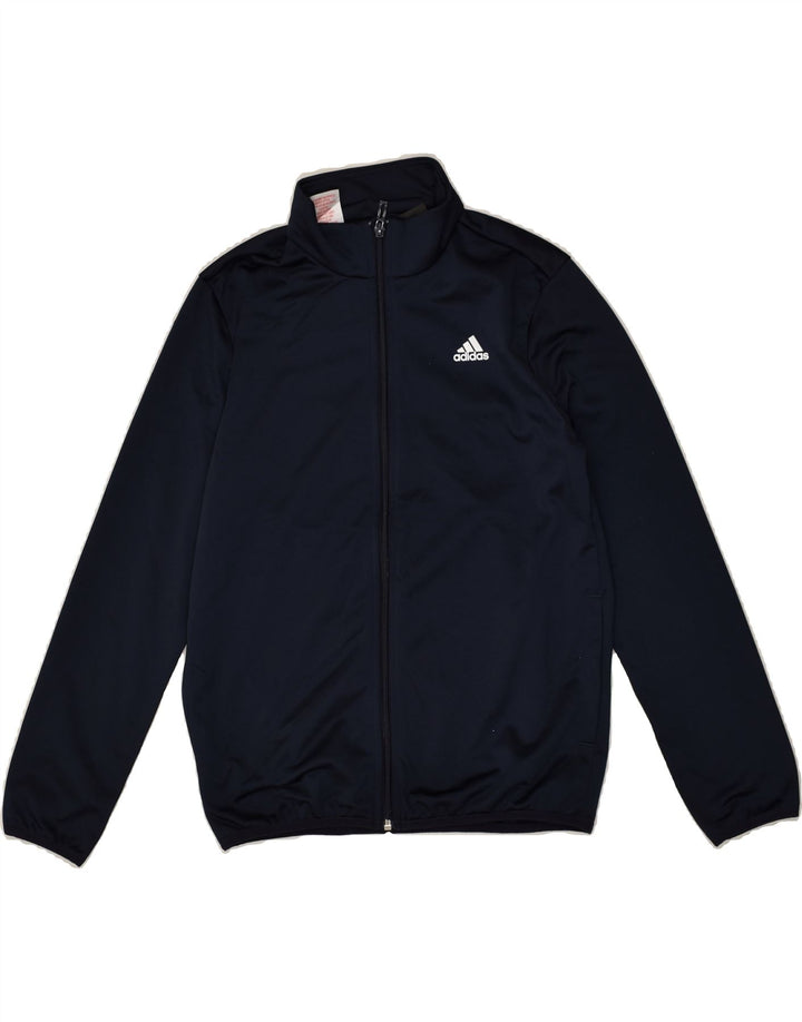 ADIDAS Boys Graphic Tracksuit Top Jacket 11-12 Years Navy Blue Polyester | Vintage Adidas | Thrift | Second-Hand Adidas | Used Clothing | Messina Hembry 