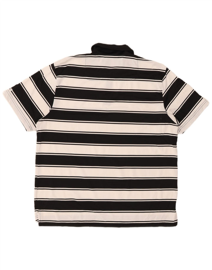 IZOD Mens Rugby Polo Shirt Large Black Striped Polyester