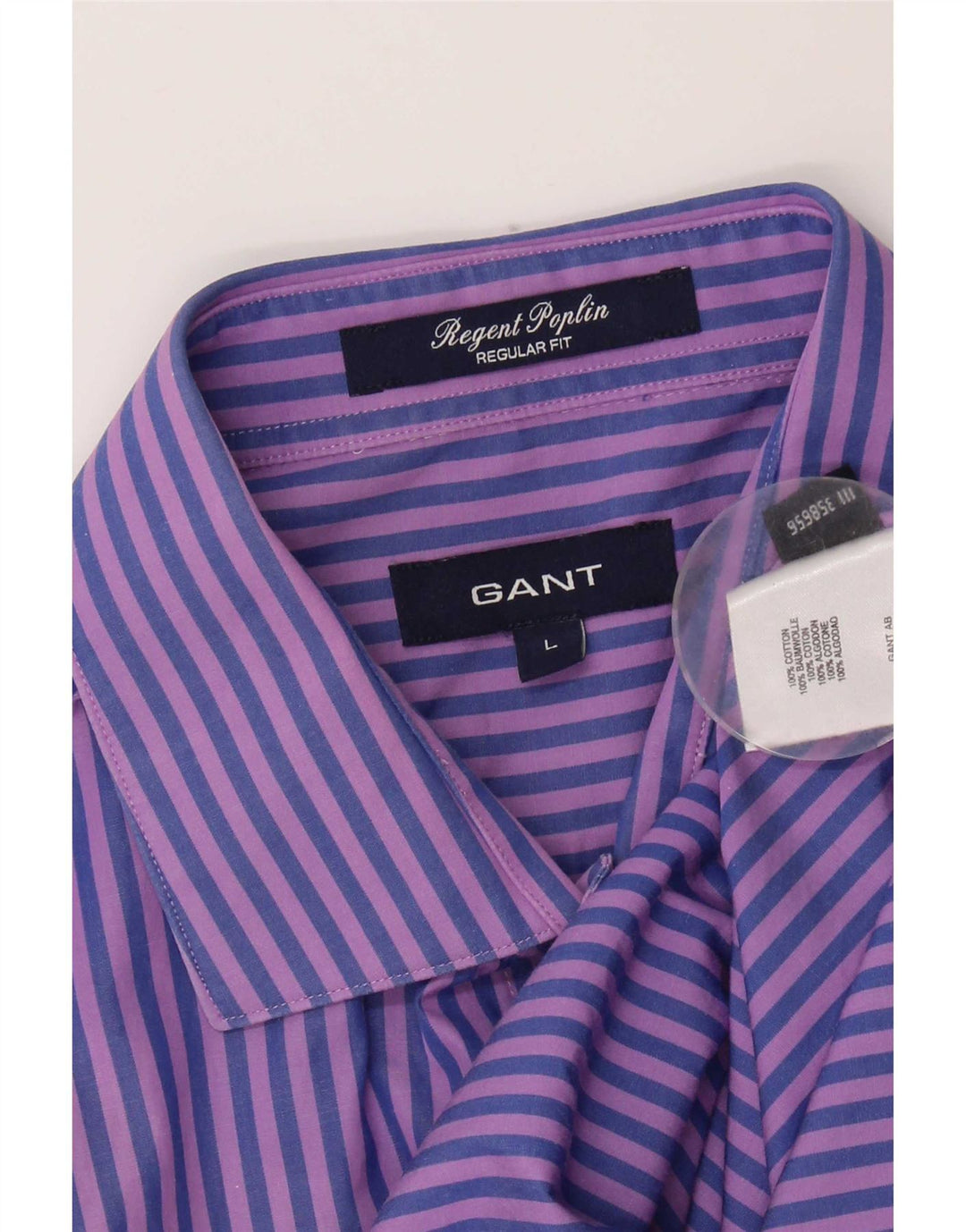 Gant Mens Regular Fit Shirt Large Blue Striped Cotton