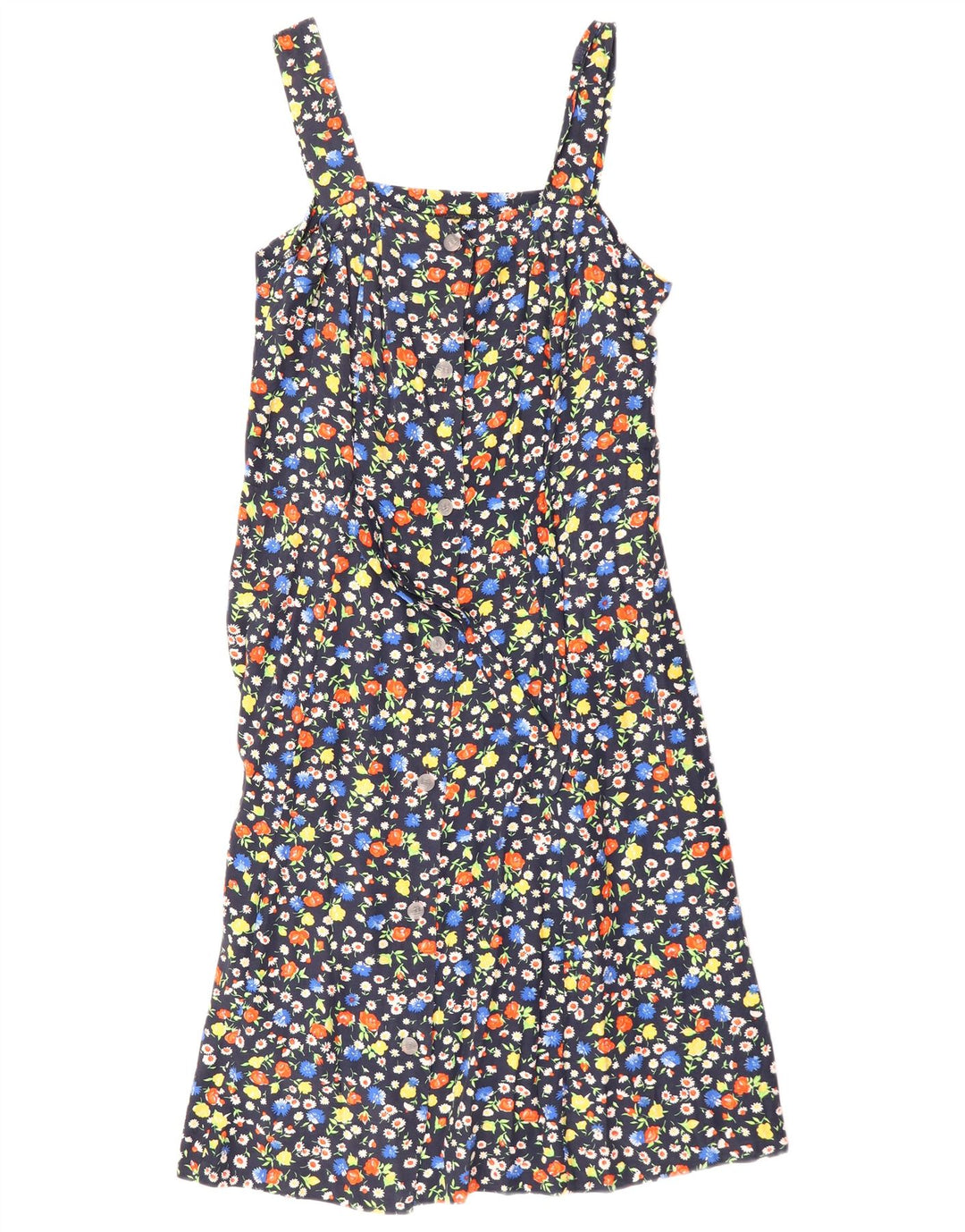 Vintage Womens Sundress UK 12 Medium Navy Blue Floral