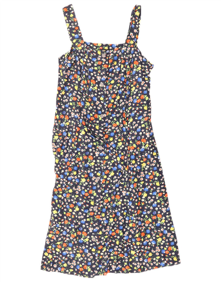 Vintage Womens Sundress UK 12 Medium Navy Blue Floral