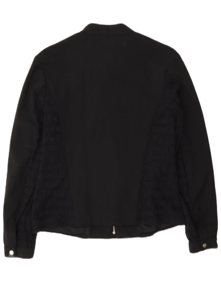 Laura Biagiotti Womens Graphic Rain Jacket IT 44 Medium Black Polyamide