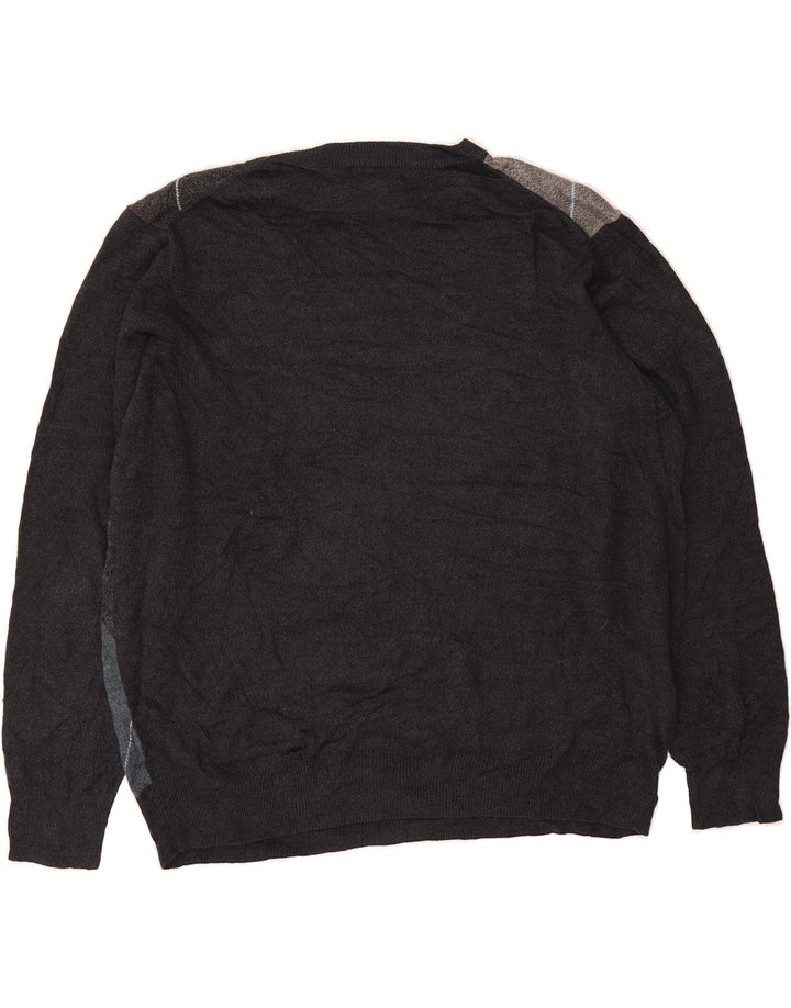 DOCKERS Mens Crew Neck Jumper Sweater XL Black Argyle/Diamond Acrylic Vintage Dockers and Second-Hand Dockers from Messina Hembry 