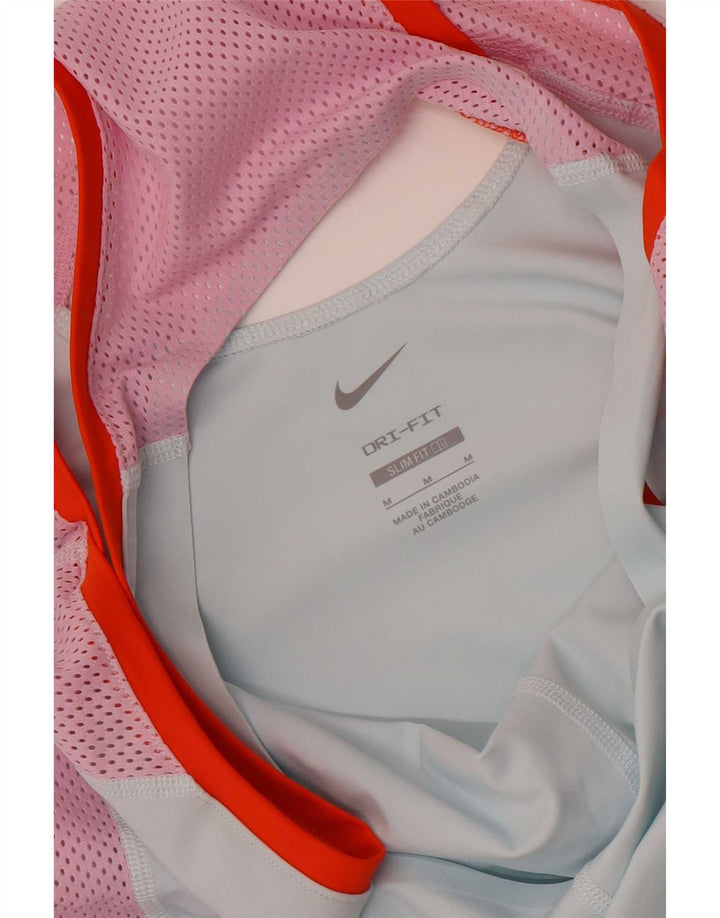 Nike Womens Dri Fit Slim Vest Top UK 12 Medium Blue Colourblock