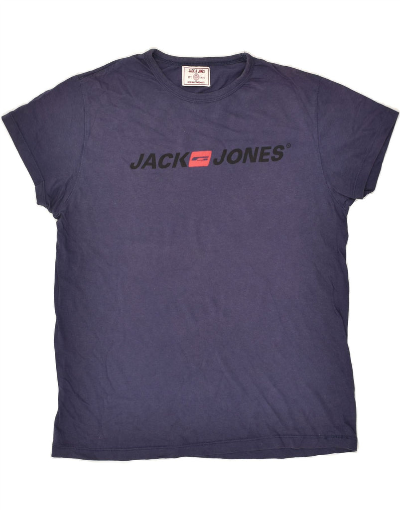 JACK & JONES Mens Graphic T-Shirt Top Medium Navy Blue | Vintage Jack & Jones | Thrift | Second-Hand Jack & Jones | Used Clothing | Messina Hembry 