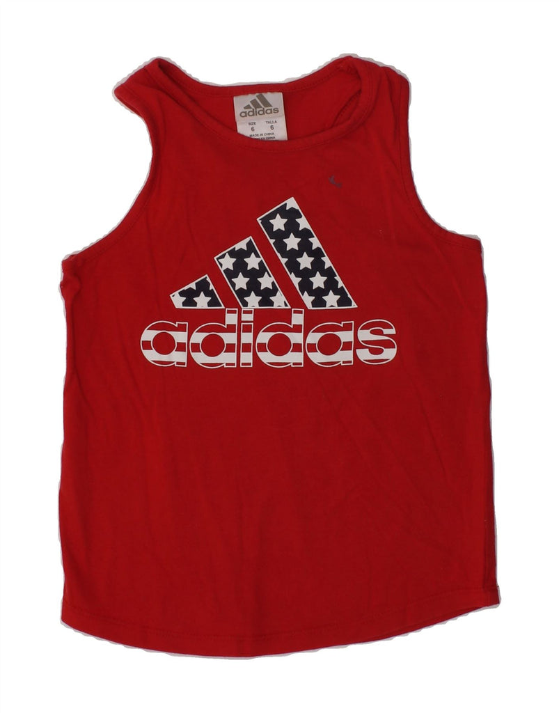 ADIDAS Girls Graphic Vest Top 5-6 Years Red Cotton | Vintage Adidas | Thrift | Second-Hand Adidas | Used Clothing | Messina Hembry 