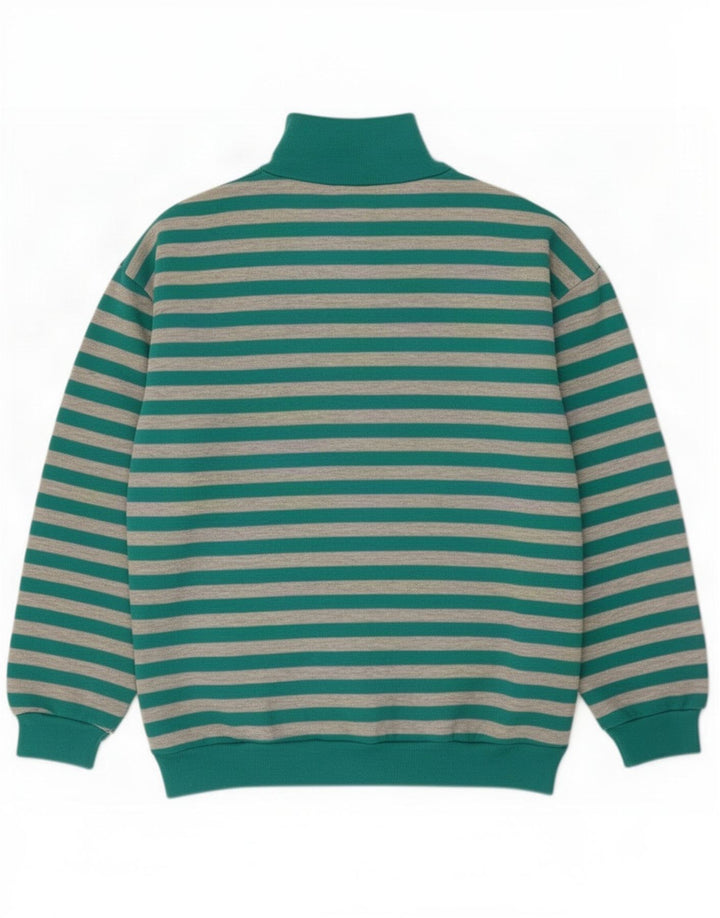 Sporting Womens Zip Neck Sweatshirt Jumper IT 44/46 Large Green Striped