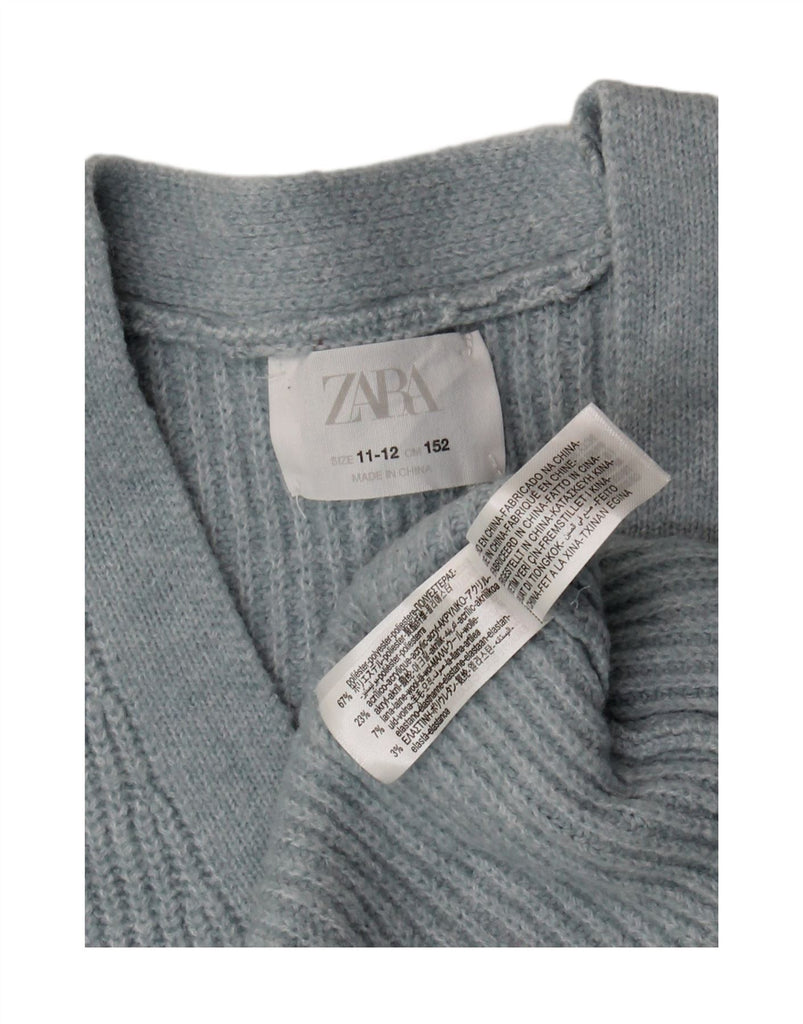 ZARA Girls Cardigan Sweater 11-12 Years Blue Polyester Vintage Zara and Second-Hand Zara from Messina Hembry 