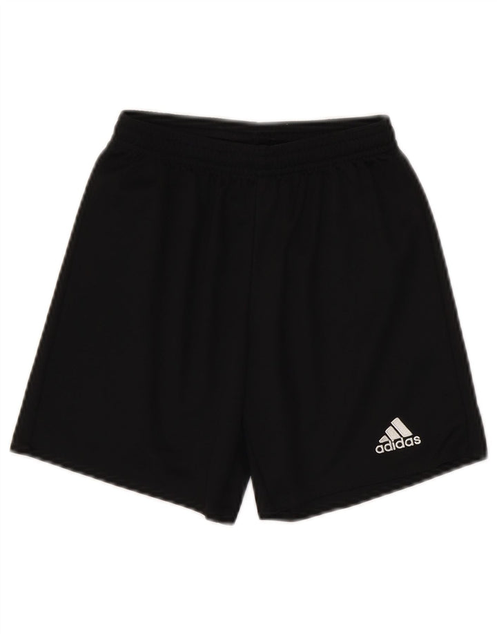 ADIDAS Boys Climalite Sport Shorts 9-10 Years Black Polyester