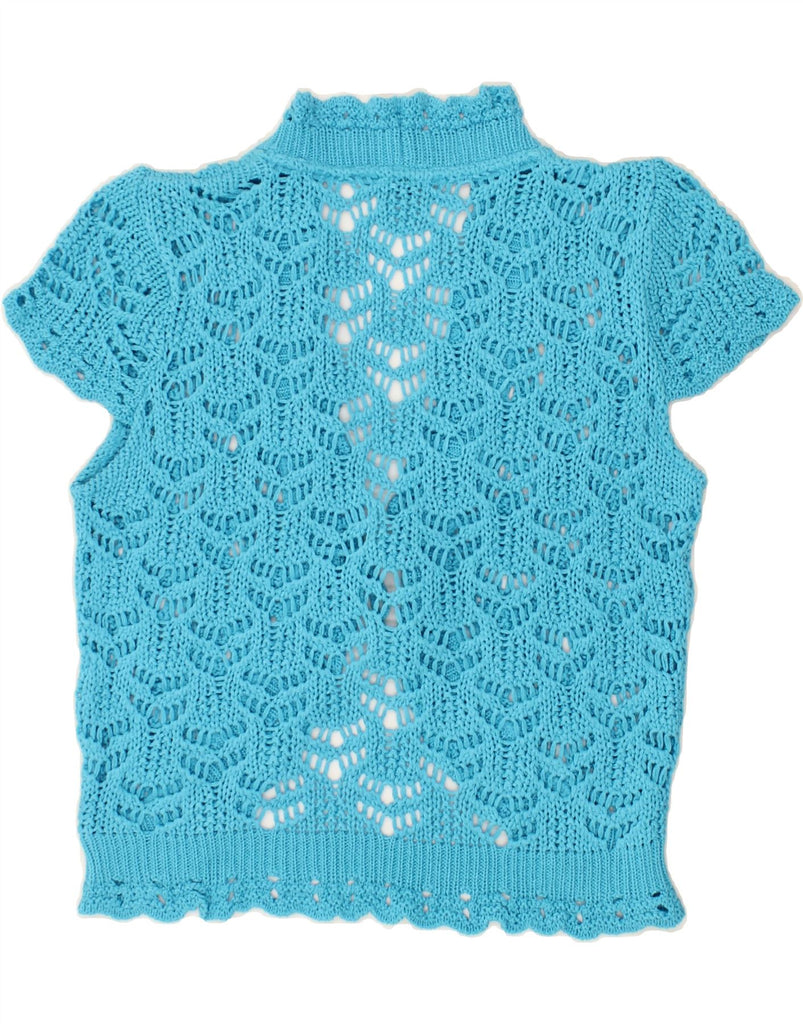 VINTAGE Womens Crop Crochet Cardigan Top IT 40 Small Blue Vintage Vintage and Second-Hand Vintage from Messina Hembry 