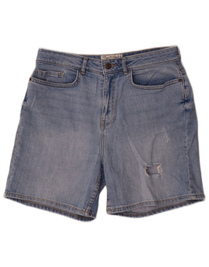 Fat Face Womens Distressed Denim Shorts UK 12 Medium W30 Blue Cotton